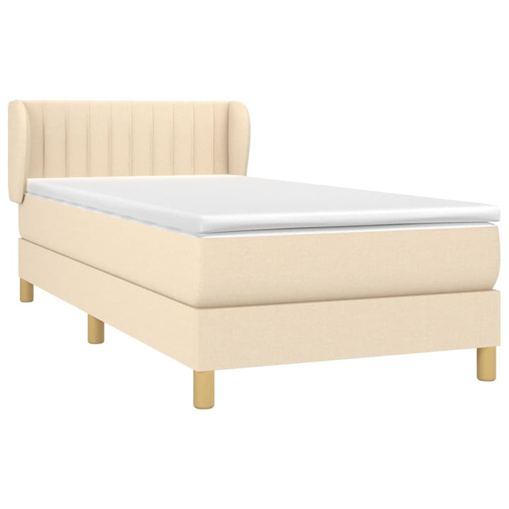 kontinentalseng med madras 90x190 cm stof cremefarvet
