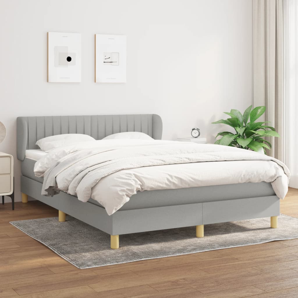 kontinentalseng med madras 140x190 cm stof lysegrå