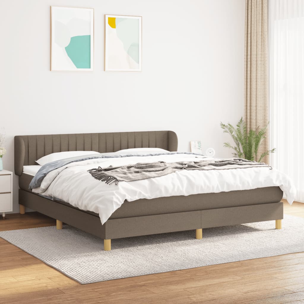 kontinentalseng med madras 160x200 cm stof gråbrun
