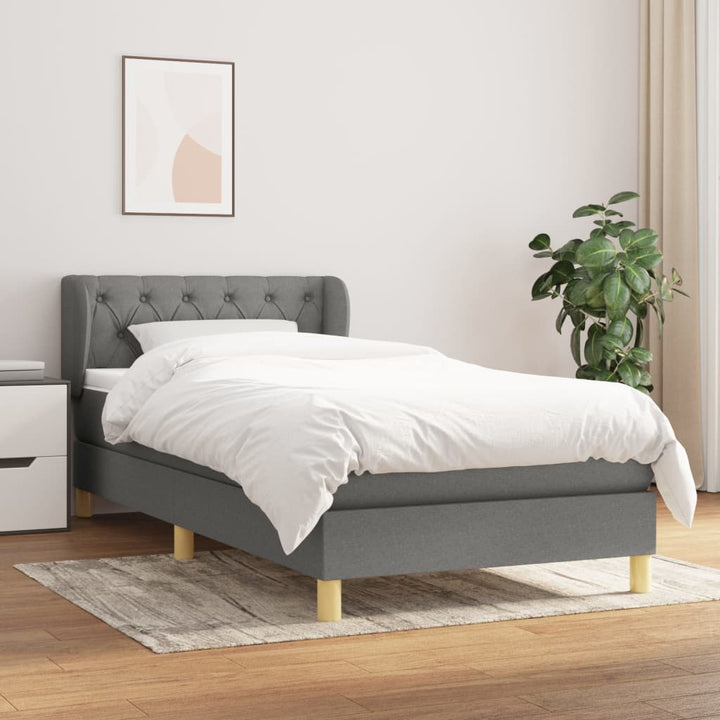 kontinentalseng med madras 80x200 cm stof mørkegrå