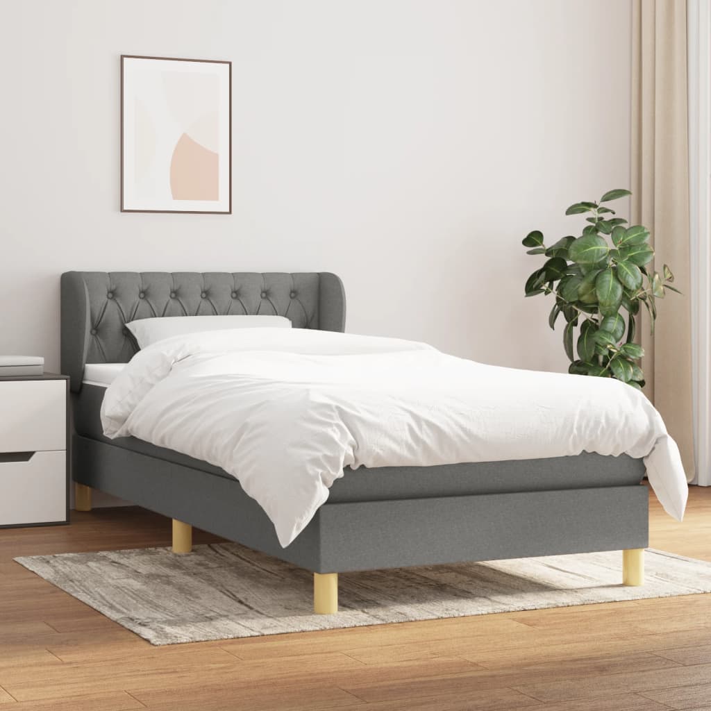 kontinentalseng med madras 90x190 cm stof mørkegrå