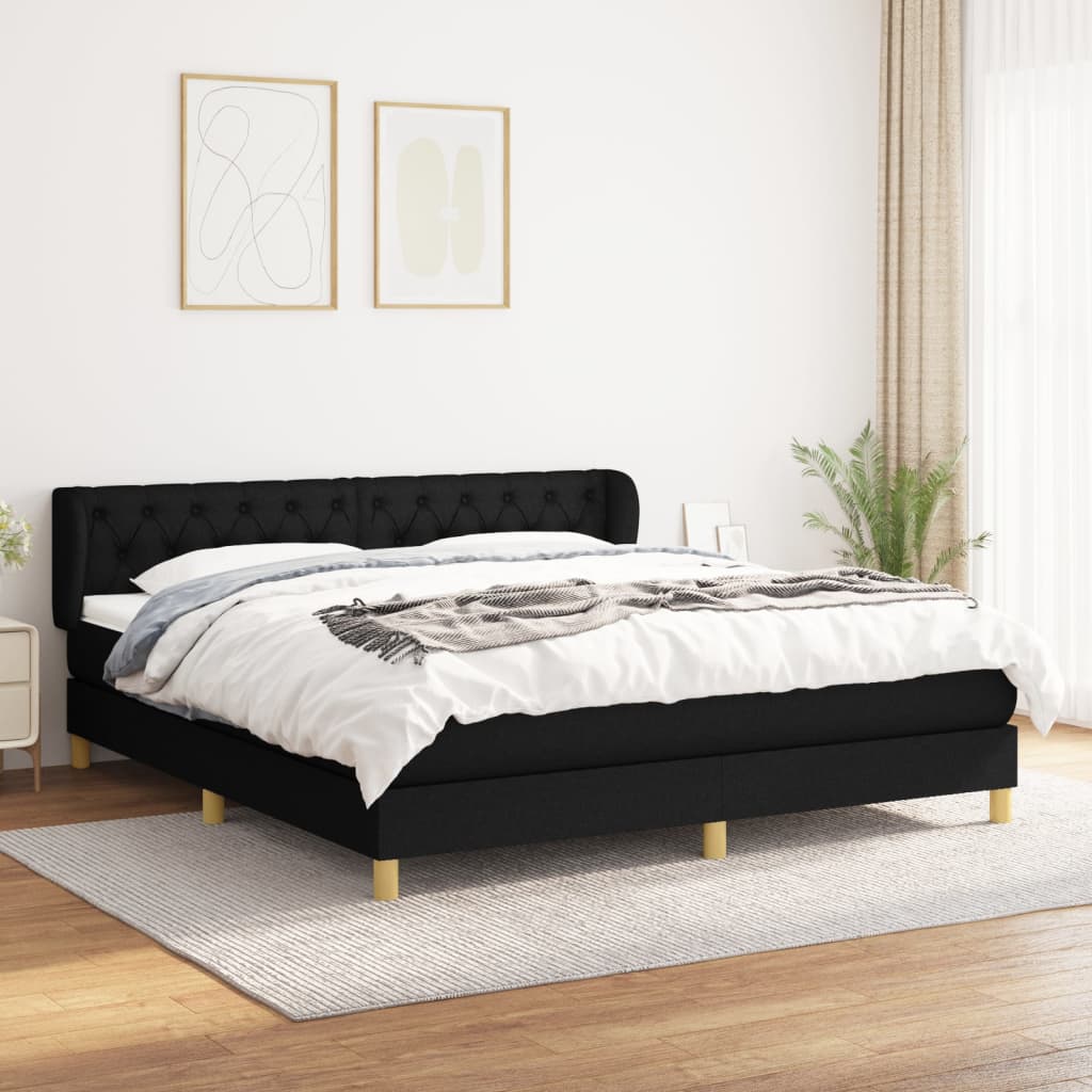 kontinentalseng med madras 160x200 cm stof sort