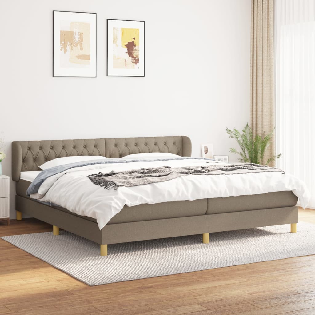 kontinentalseng med madras 200x200 cm stof gråbrun