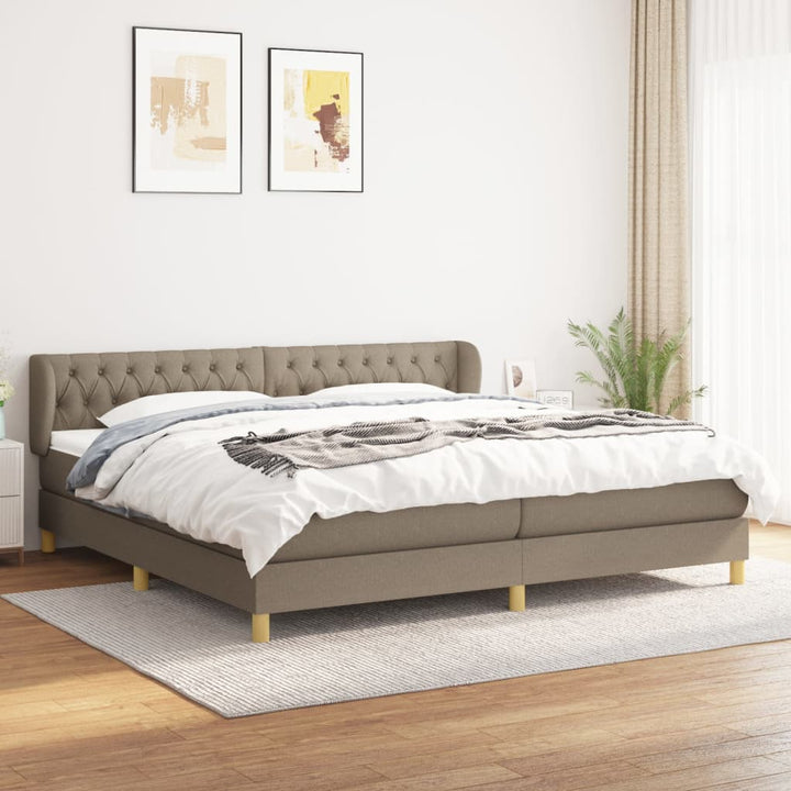 kontinentalseng med madras 200x200 cm stof gråbrun