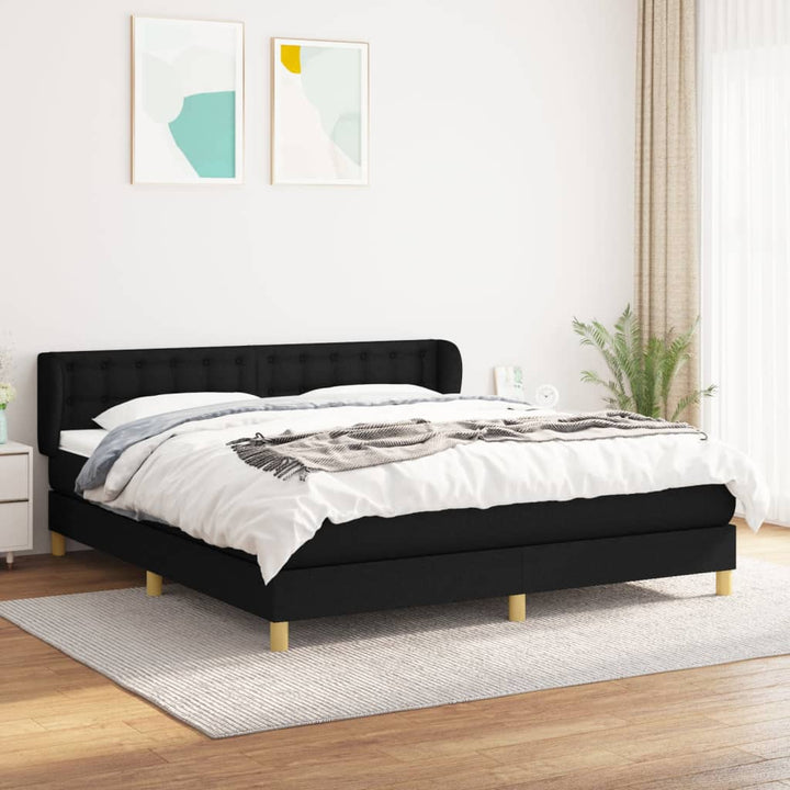kontinentalseng med madras 160x200 cm stof sort