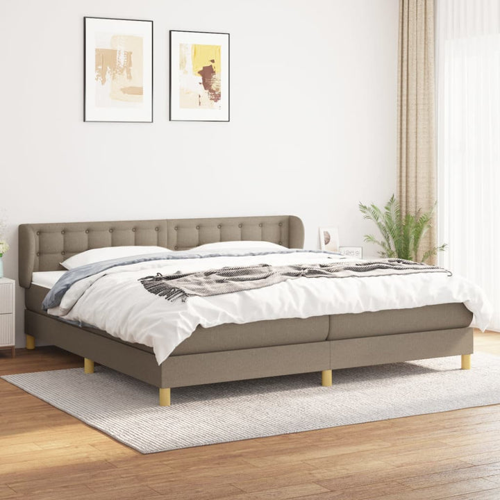kontinentalseng med madras 200x200 cm stof gråbrun