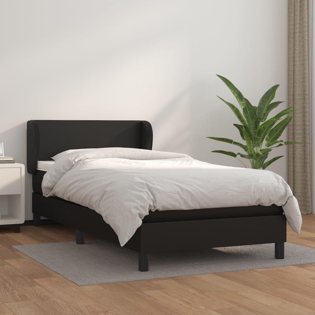 kontinentalseng med madras 90x200 cm kunstlæder sort
