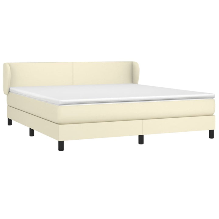 kontinentalseng med madras 180x200 cm kunstlæder cremefarvet