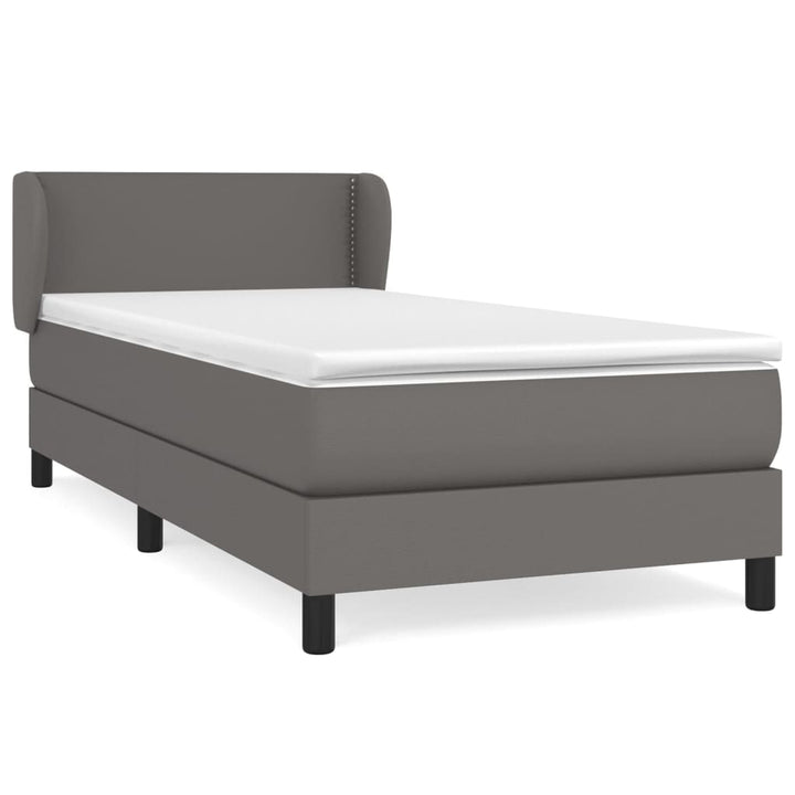 kontinentalseng med madras 100x200 cm kunstlæder grå