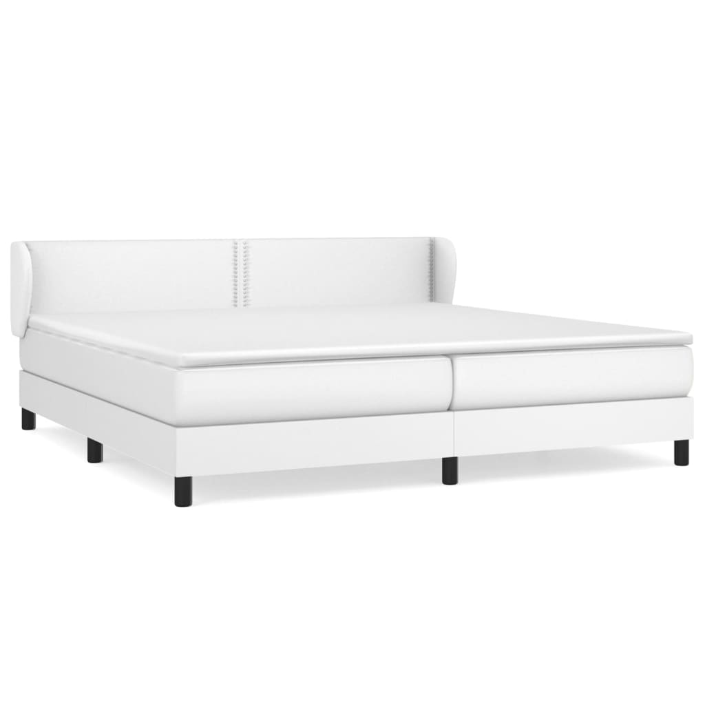 kontinentalseng med madras 200x200 cm kunstlæder hvid