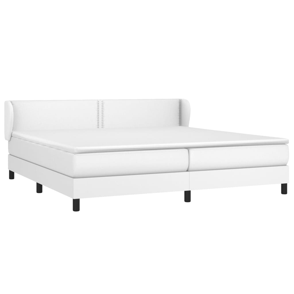 kontinentalseng med madras 200x200 cm kunstlæder hvid