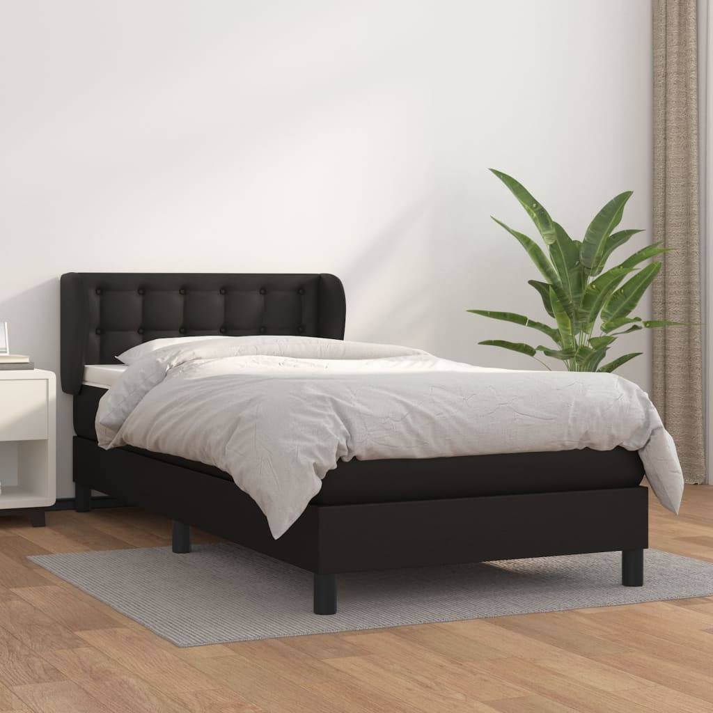 kontinentalseng med madras 90x190 cm kunstlæder sort