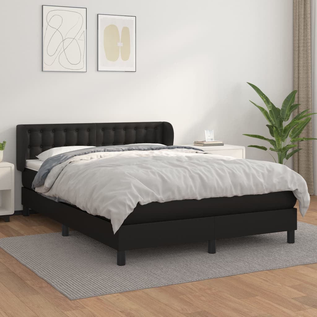 kontinentalseng med madras 140x190 cm kunstlæder sort