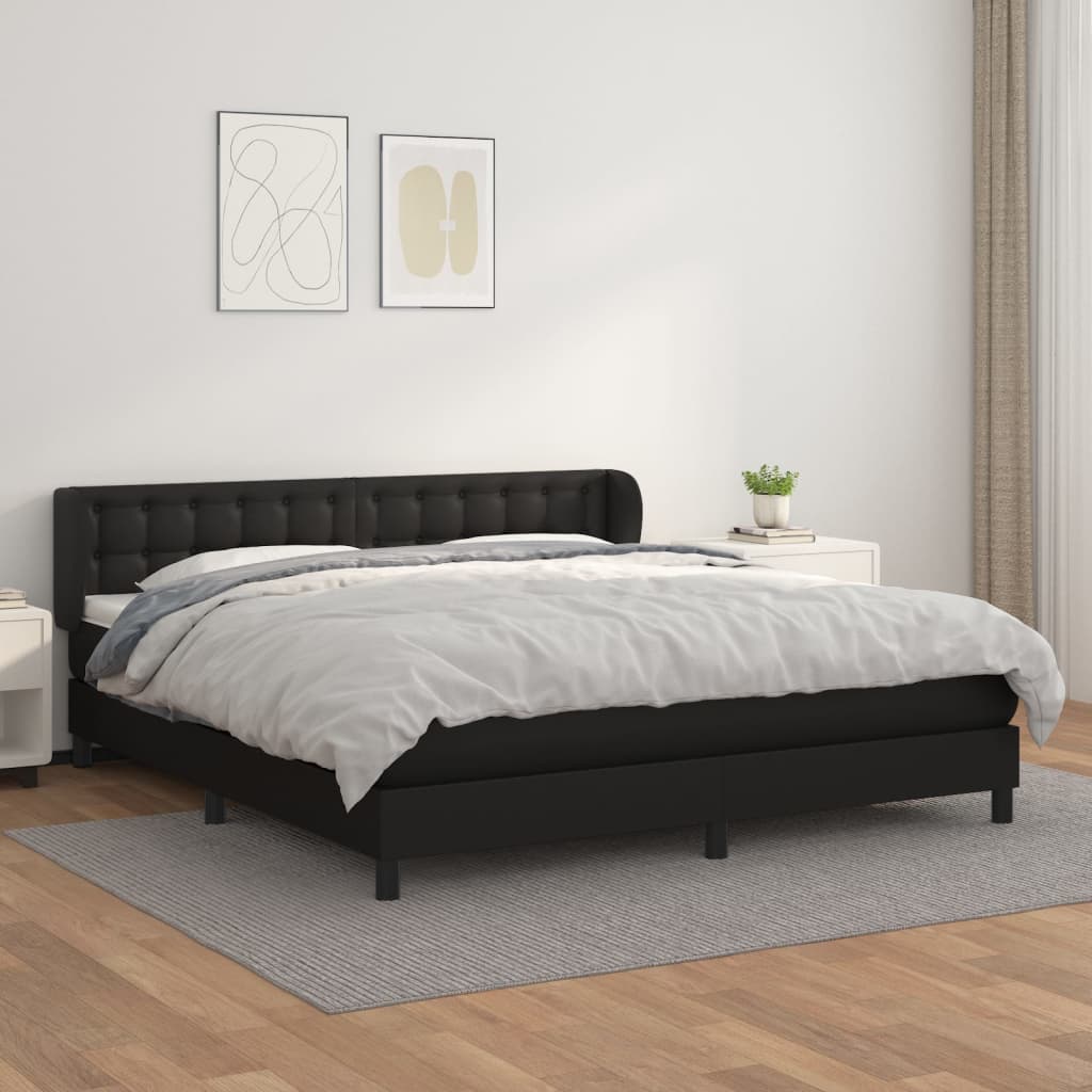 kontinentalseng med madras 180x200 cm kunstlæder sort