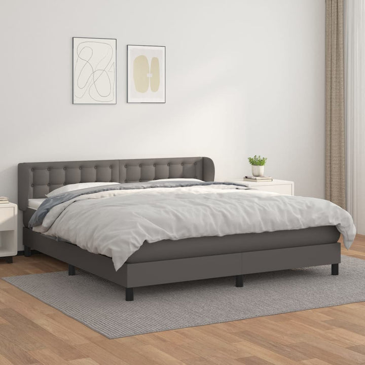 kontinentalseng med madras 180x200 cm kunstlæder grå