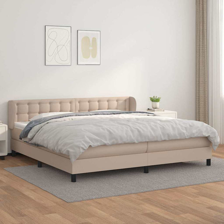 kontinentalseng 200x200 cm kunstlæder cappuccinofarvet
