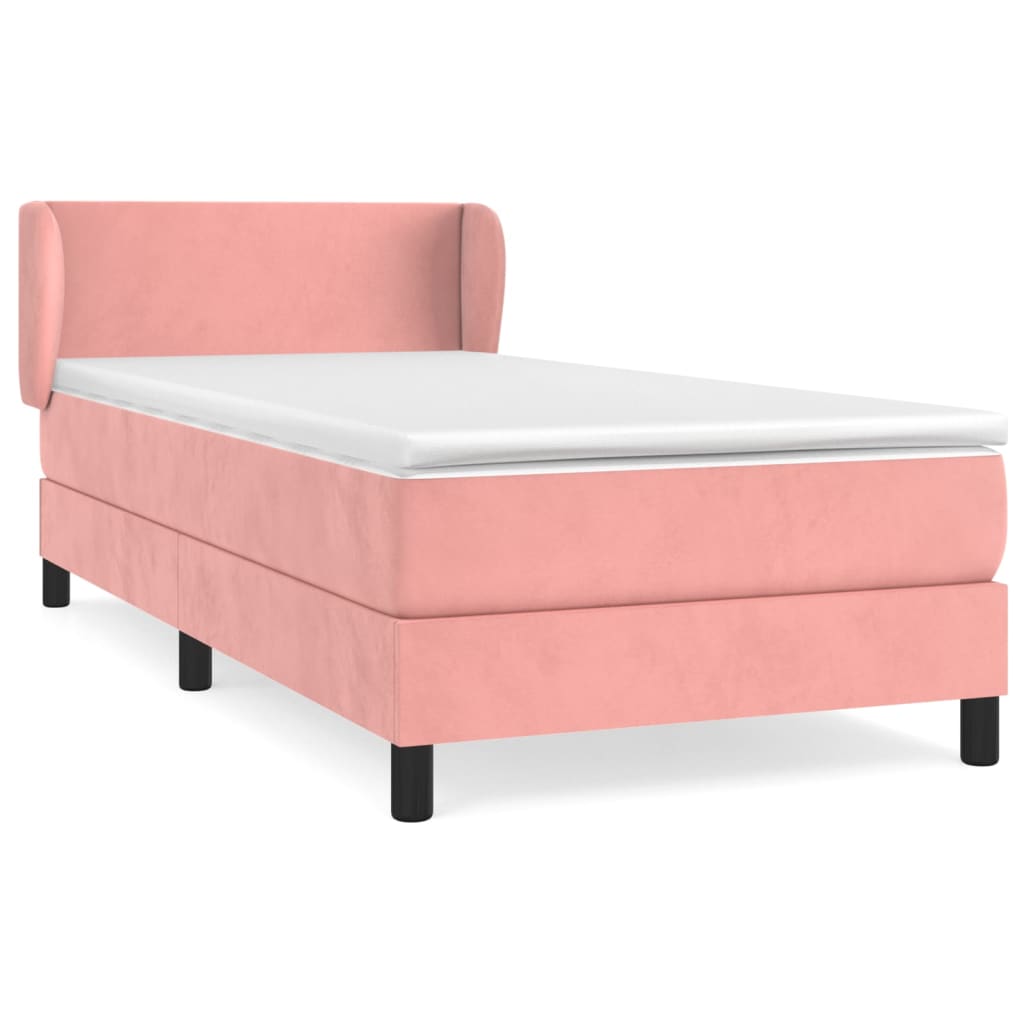 kontinentalseng med madras 90x190 cm fløjl pink