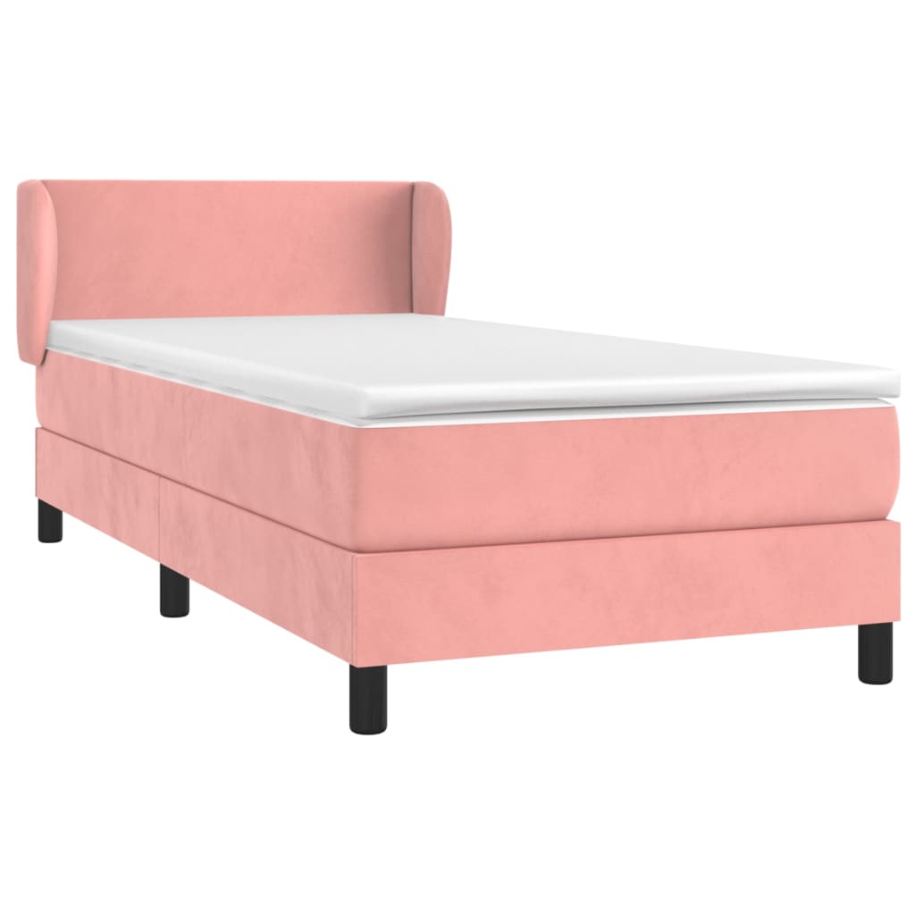 kontinentalseng med madras 90x190 cm fløjl pink