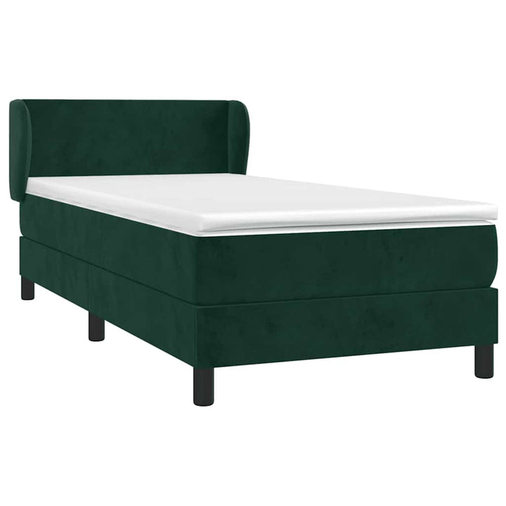 kontinentalseng med madras 100x200 cm fløjl mørkegrøn