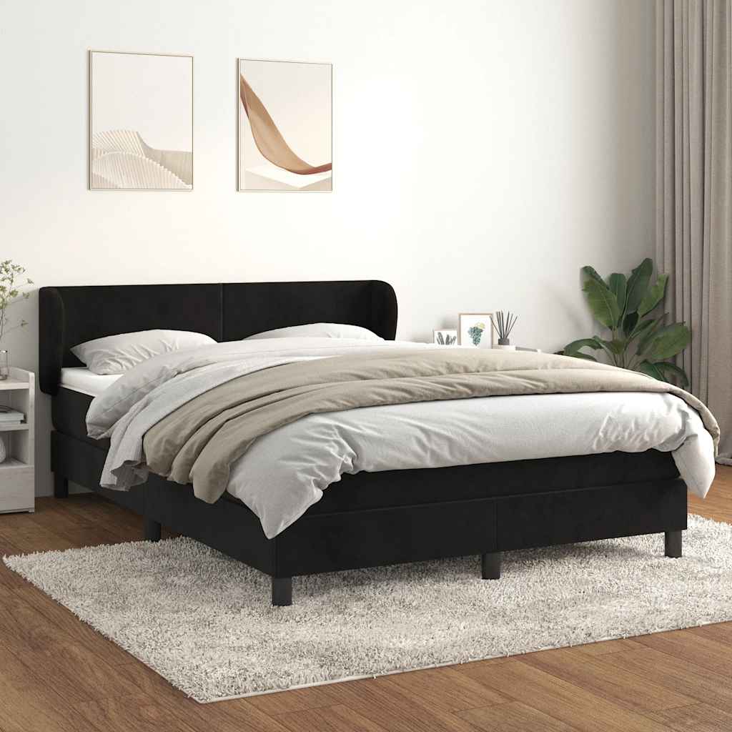 kontinentalseng med madras 140x190 cm fløjl sort