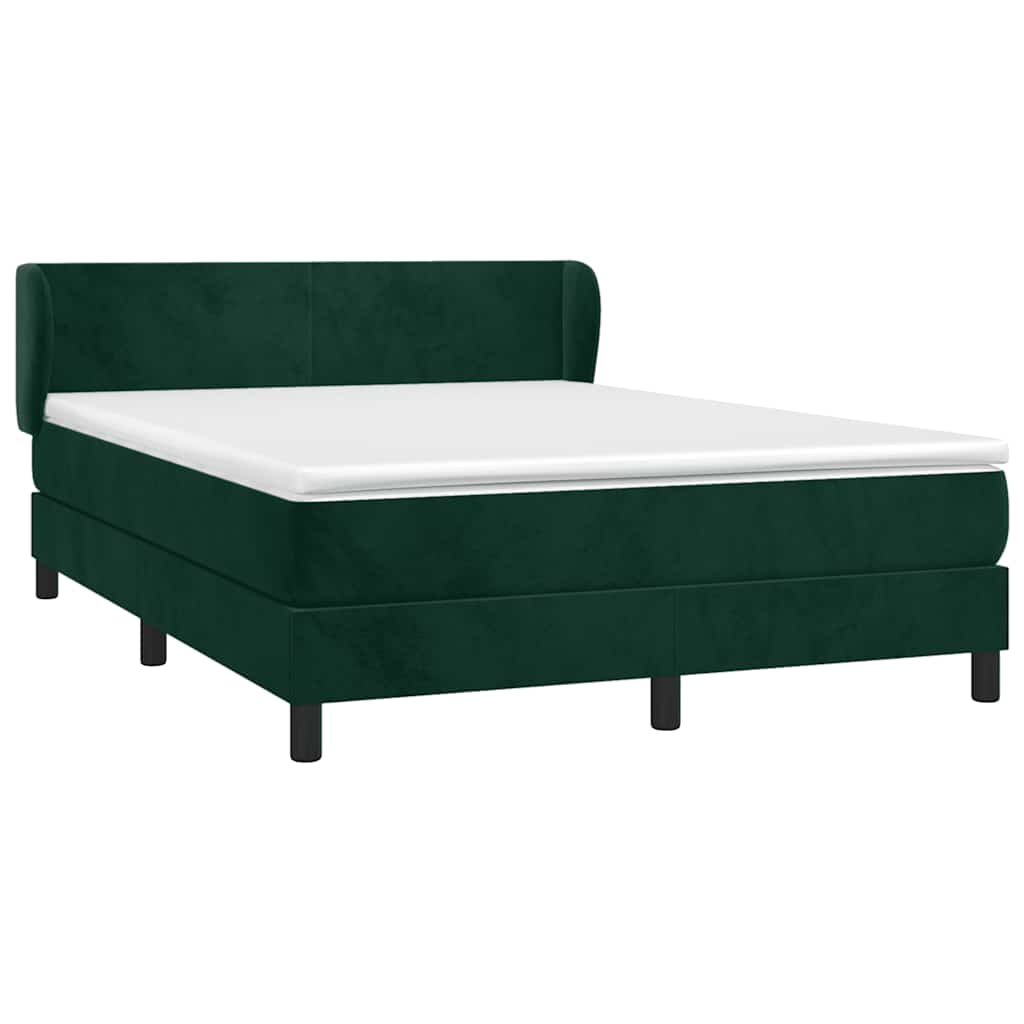 kontinentalseng med madras 140x200 cm fløjl mørkegrøn