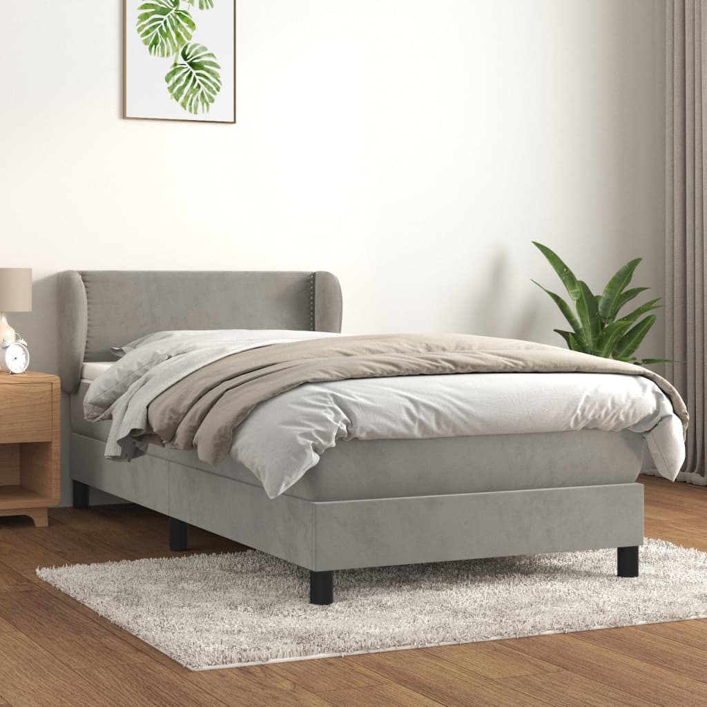 kontinentalseng med madras 80x200 cm fløjl lysegrå
