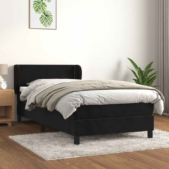 kontinentalseng med madras 100x200 cm fløjl sort