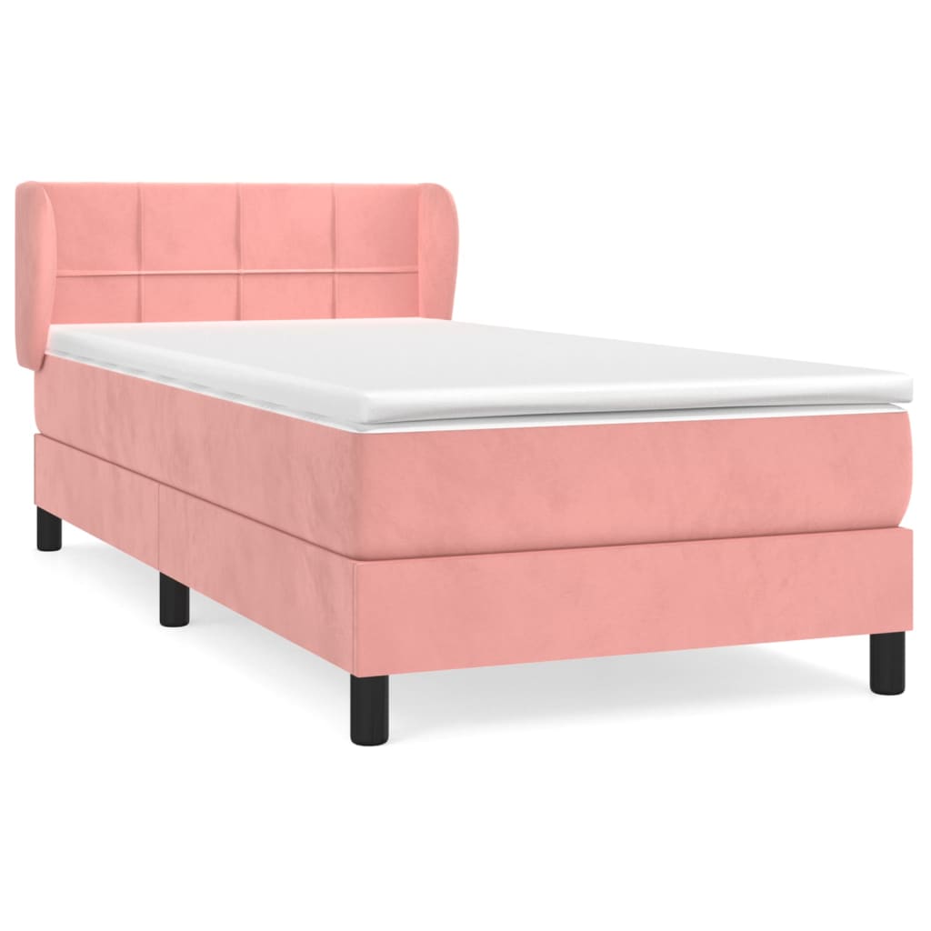 kontinentalseng med madras 100x200 cm fløjl lyserød