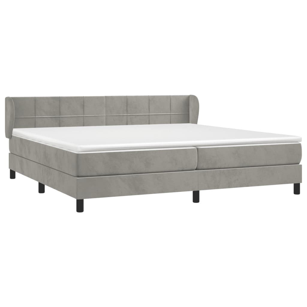 kontinentalseng med madras 200x200 cm fløjl lysegrå
