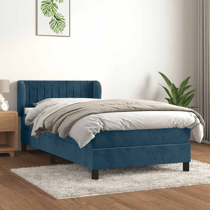 kontinentalseng med madras 80x200 cm fløjl mørkeblå