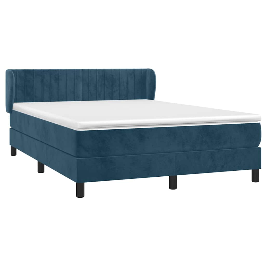 kontinentalseng med madras 140x200 cm fløjl mørkeblå