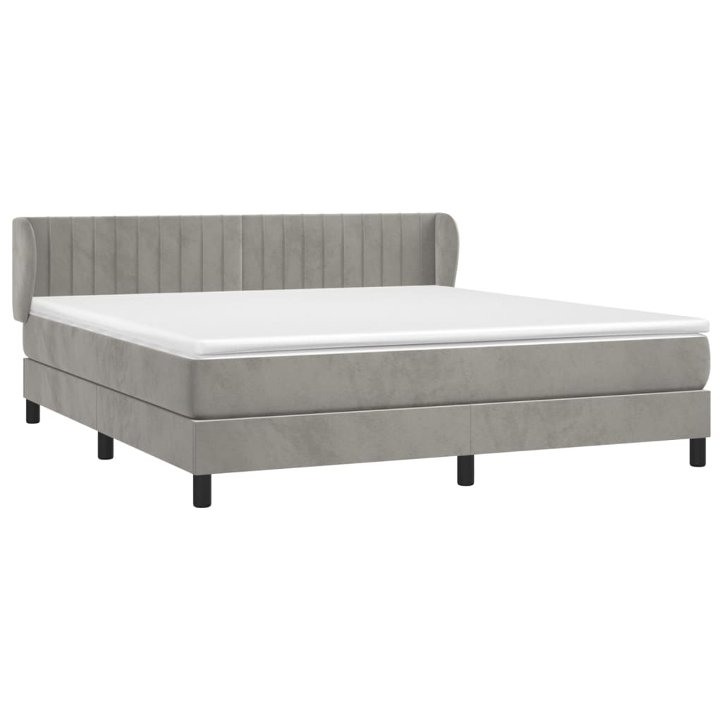 kontinentalseng med madras 160x200 cm fløjl lysegrå
