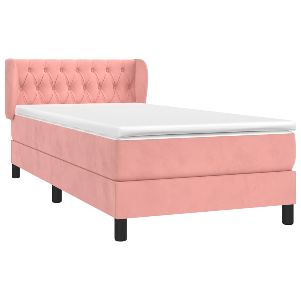 kontinentalseng med madras 90x190 cm fløjl pink