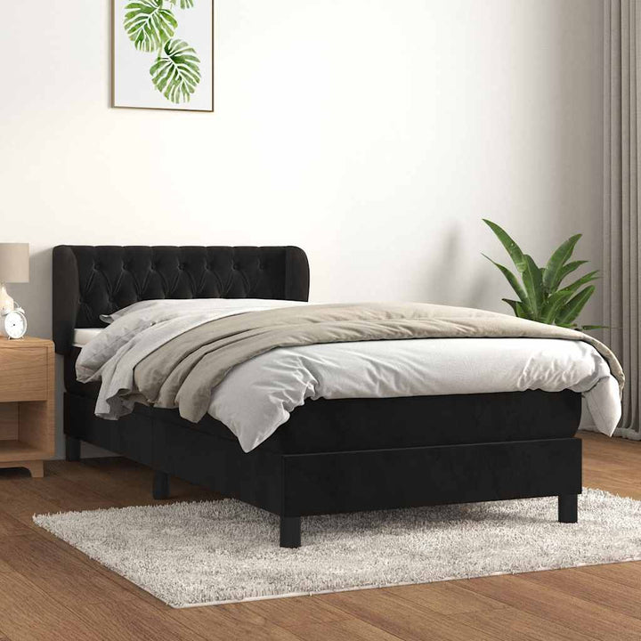 kontinentalseng med madras 90x200 cm fløjl sort