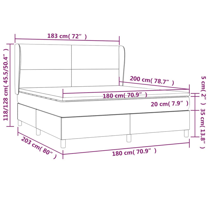 kontinentalseng med madras 180x200 cm stof mørkebrun