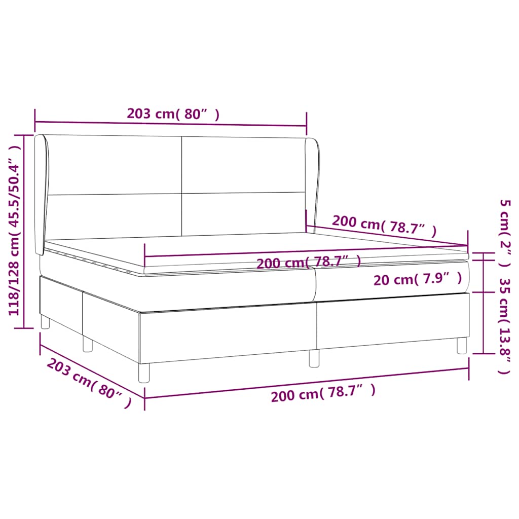 kontinentalseng med madras 200x200 cm stof sort