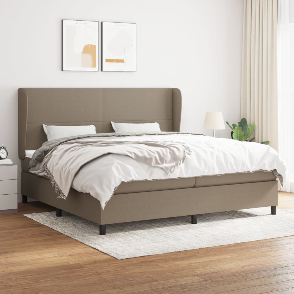 kontinentalseng med madras 200x200 cm stof gråbrun