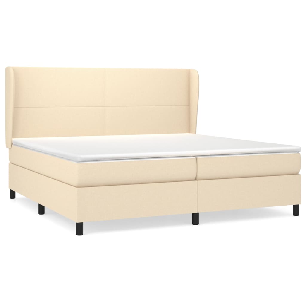 kontinentalseng med madras 200x200 cm stof cremefarvet