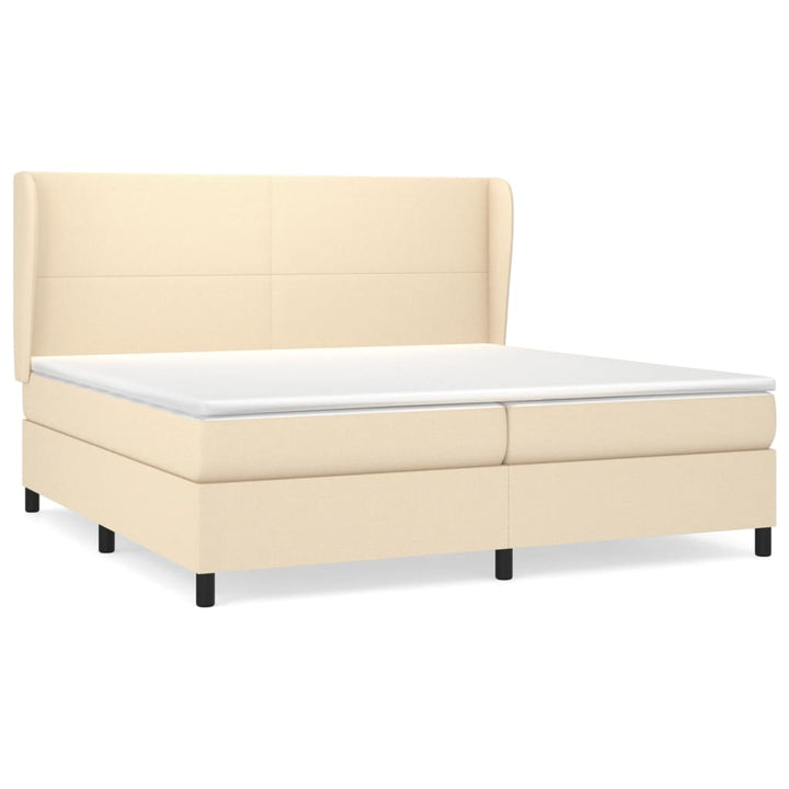 kontinentalseng med madras 200x200 cm stof cremefarvet