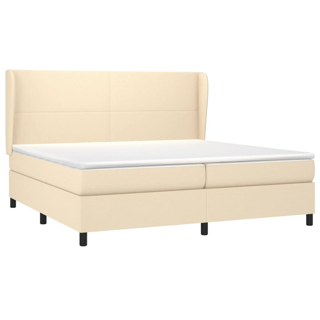 kontinentalseng med madras 200x200 cm stof cremefarvet