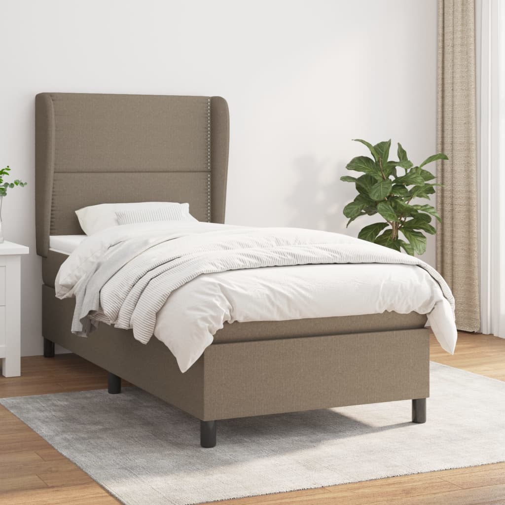 kontinentalseng med madras 90x190 cm stof gråbrun