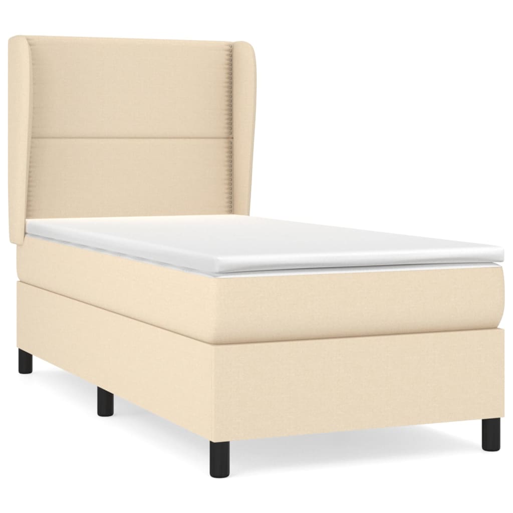 kontinentalseng med madras 90x190 cm stof cremefarvet