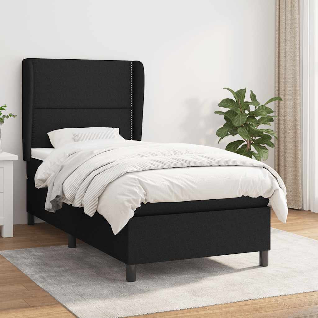 kontinentalseng med madras 100x200 cm stof sort