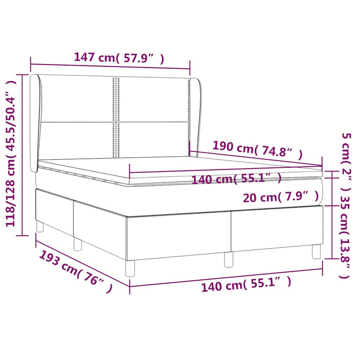 kontinentalseng med madras 140x190 cm stof sort
