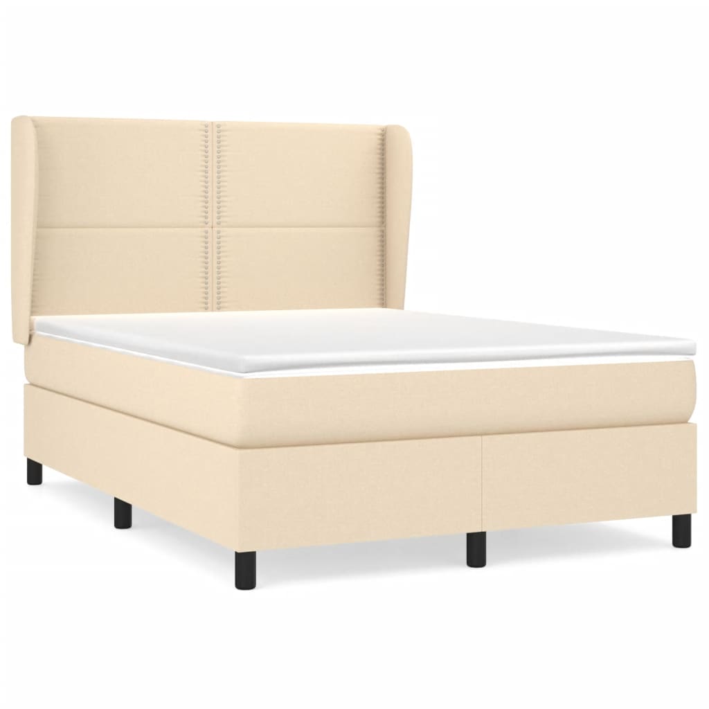 kontinentalseng med madras 140x190 cm stof cremefarvet