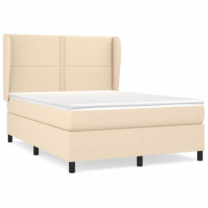 kontinentalseng med madras 140x190 cm stof cremefarvet
