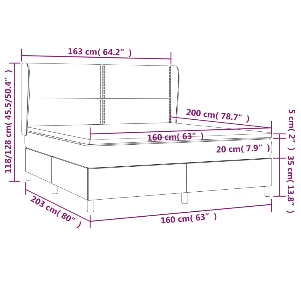kontinentalseng med madras 160x200 cm stof sort