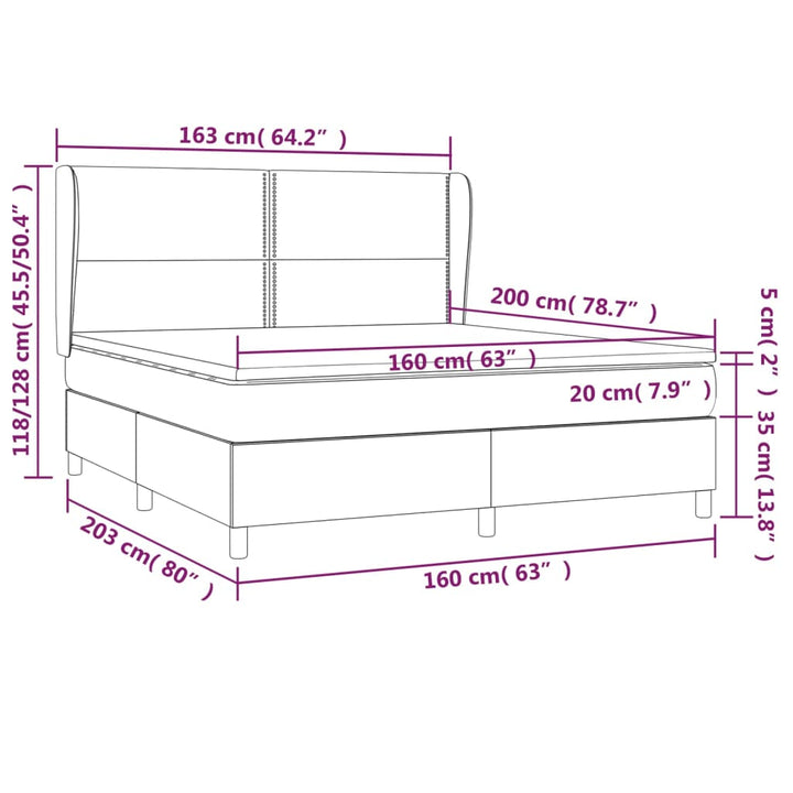 kontinentalseng med madras 160x200 cm stof sort