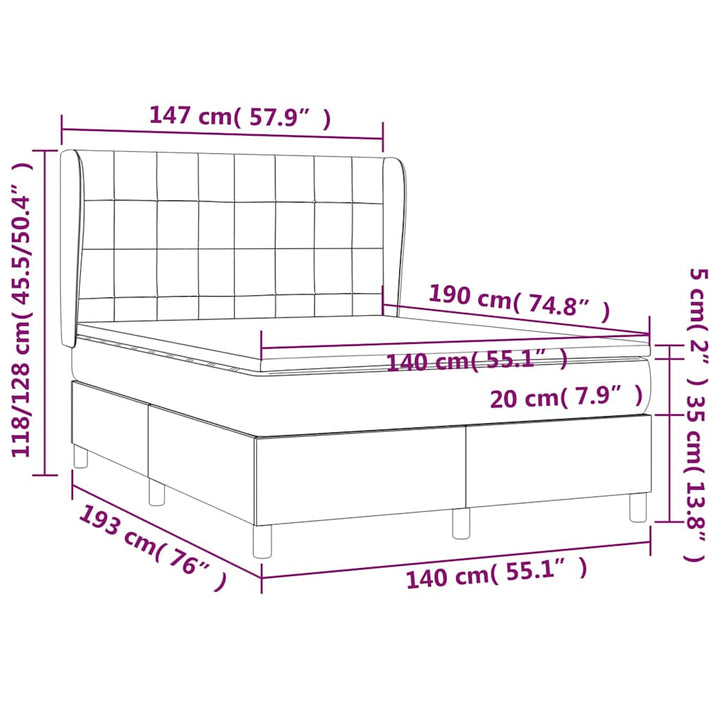 kontinentalseng med madras 140x190 cm stof sort