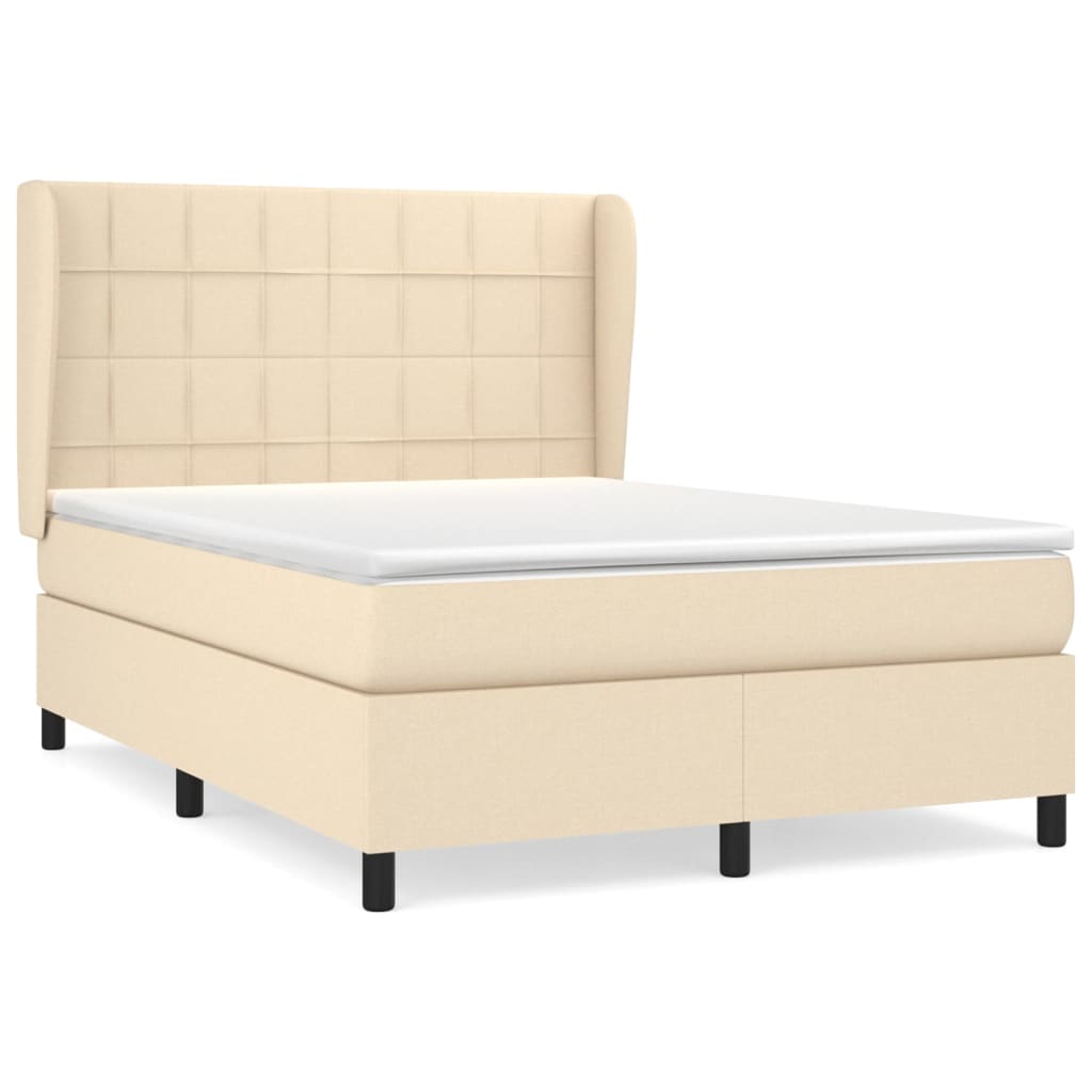 kontinentalseng med madras 140x190 cm stof cremefarvet